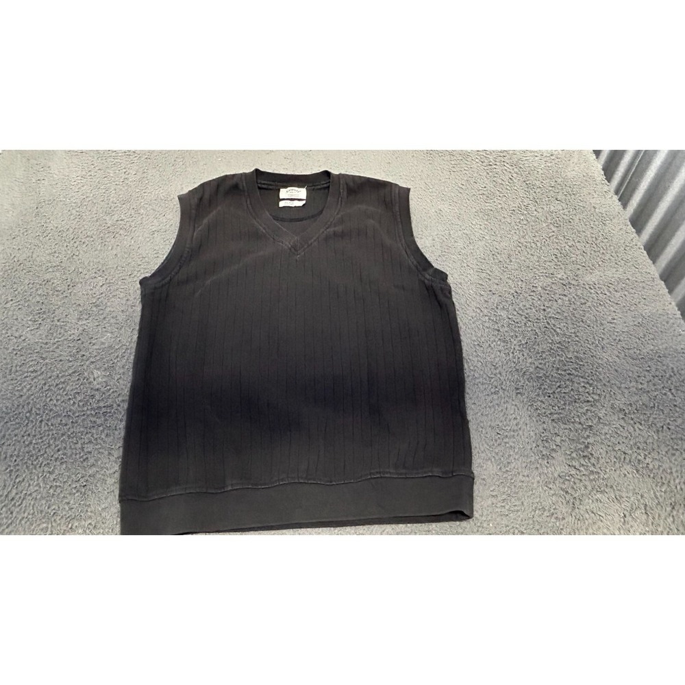 VTG Callaway Golf Sport Men Black V-Neck Ribbed Cotton Sweater Vest Large L 0827